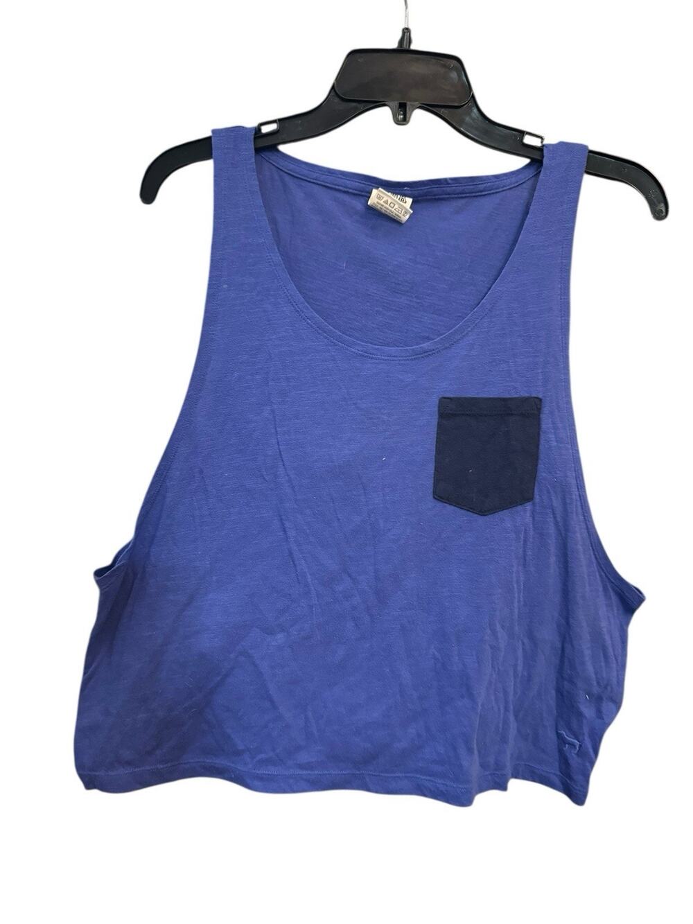 VICTORIA'S SECRET PINK Tank Top Women's Size S Active Cotton Blue Pocket Scoop